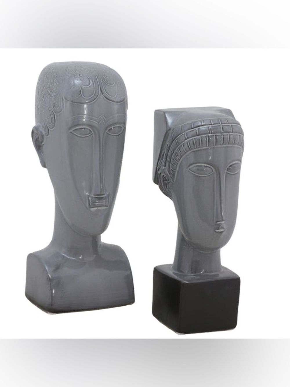 Deco 79 Eclectic Ceramic Woman/Man Head Sculpture